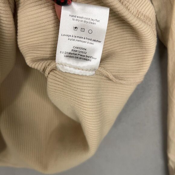 Dolan Anthropologie Shirt Womens Medium Ivory Ribbed Puff Pearl Minimal Feminine - Picture 14 of 15